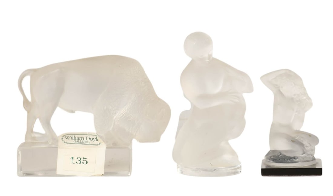 Lalique Huntress Florel and Bison Figures 3pc LOT (1 of 7)