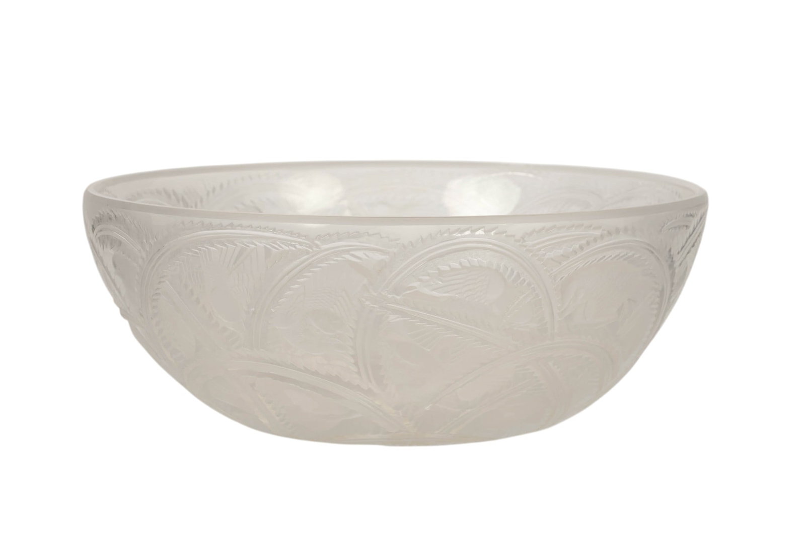 Lalique Glass Pincons Bird and Thistle Relief Bowl (1 of 6)