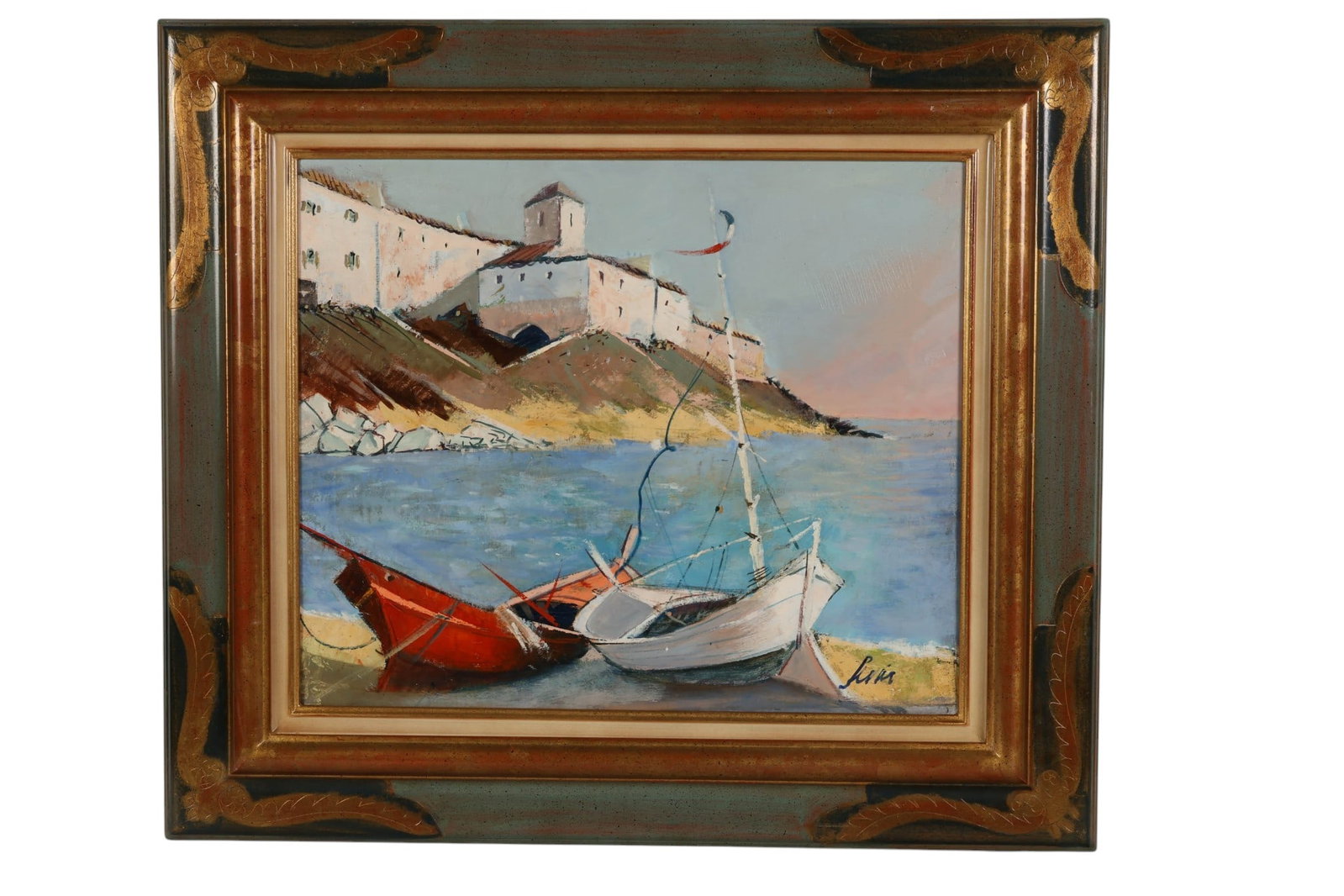 Charles Levier 1920-2003 Resting Dinghies Painting (1 of 8)