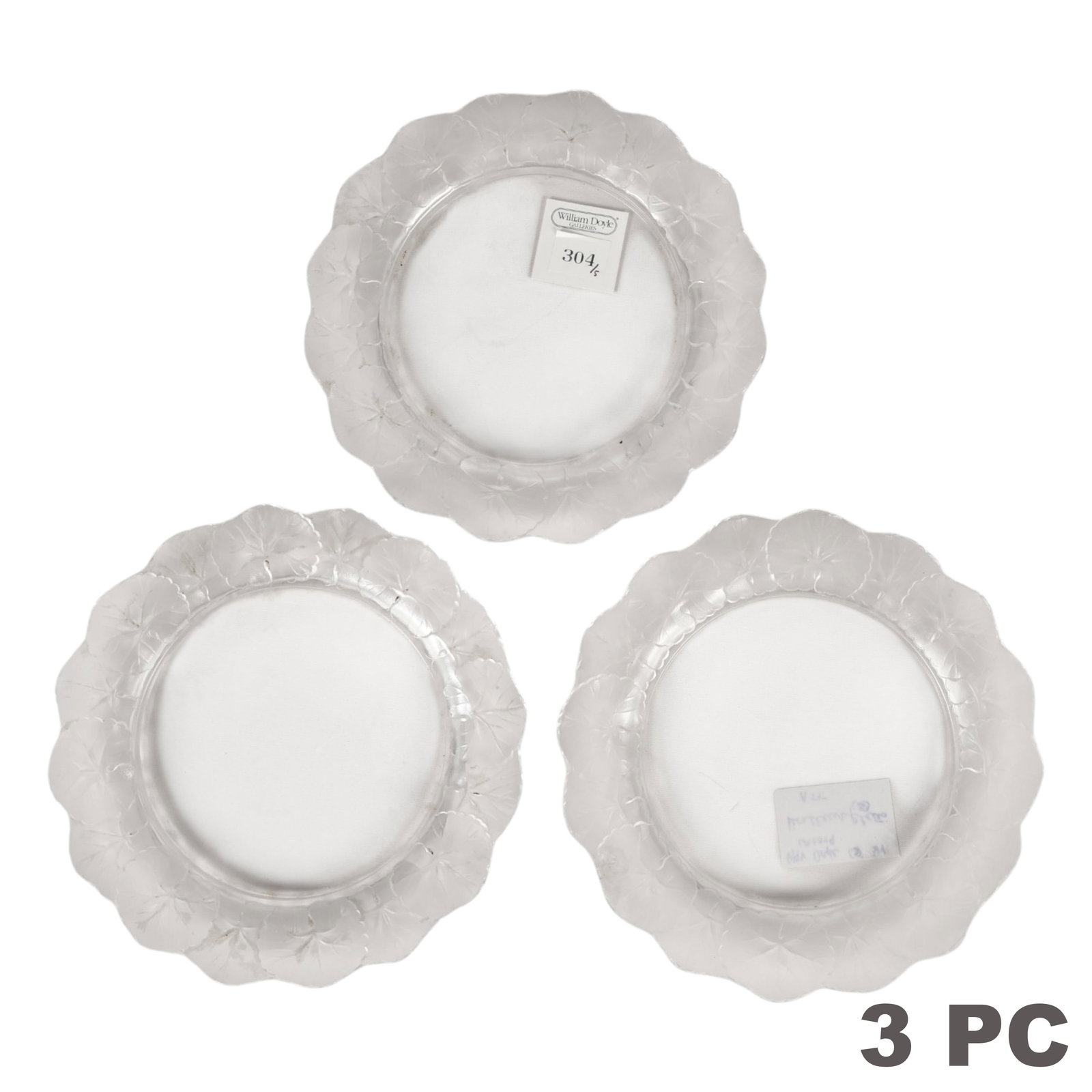 Lalique French Crystal Honfleur Dishes 3 PIECE SET (1 of 6)