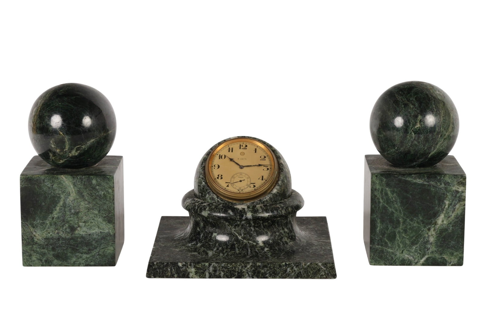 Art Deco Zenith Marble Time Ball Clock & Bookends (1 of 6)