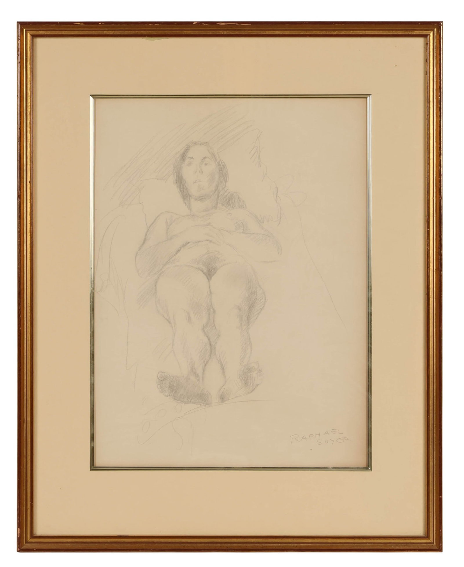 Raphael Soyer 1899-1987 Nude Female Pencil Drawing (1 of 6)