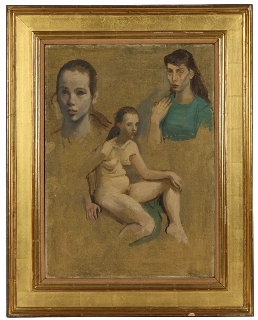 Raphael Soyer 1899-1987 Portrait Study Painting (1 of 7)