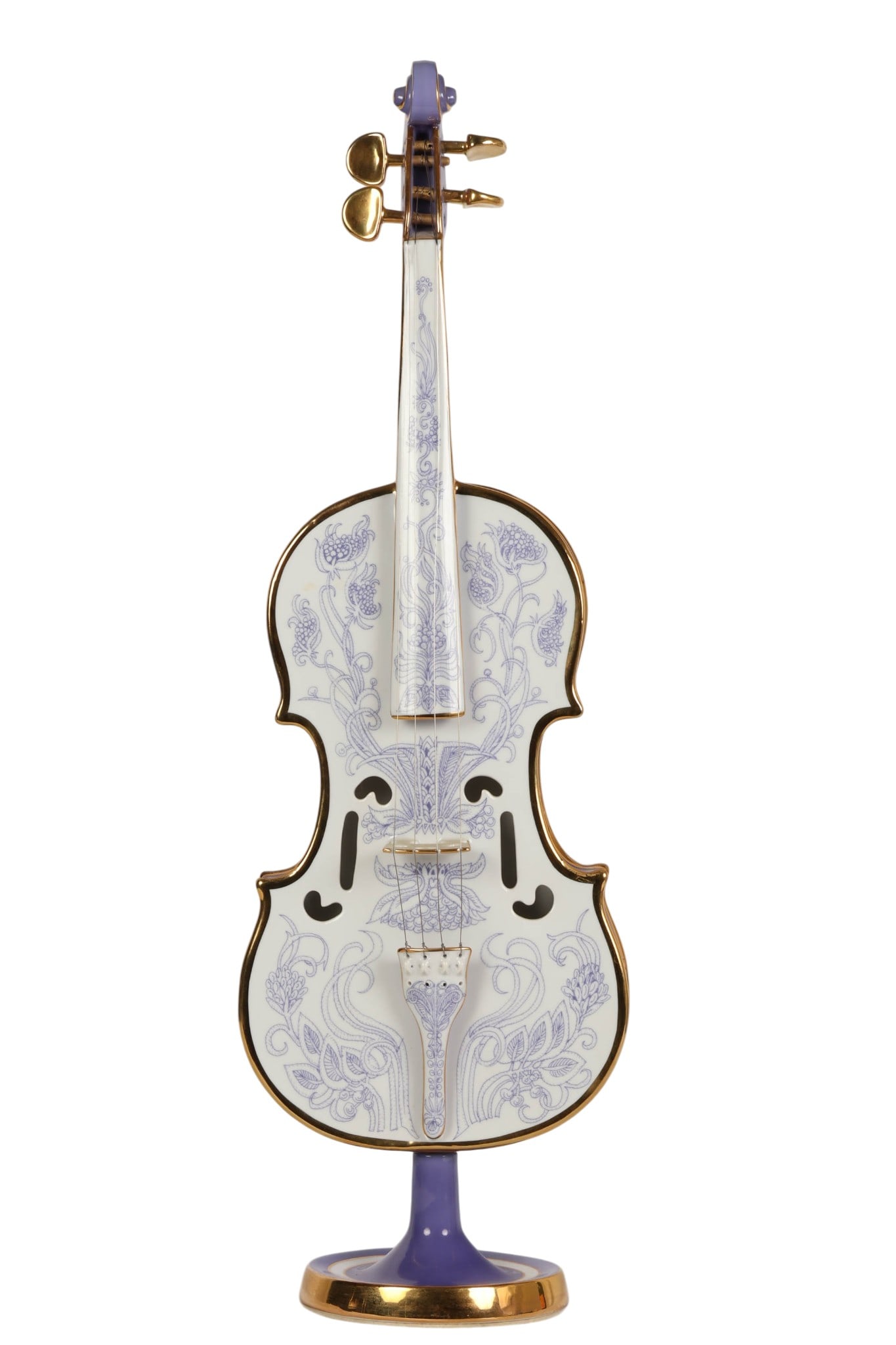 Hollohaza Purple Gold Gilt Porcelain Violin SIGNED (1 of 7)