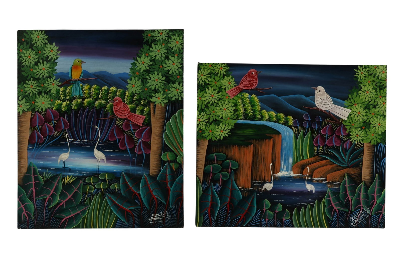 Jean Mario 20C Haitian Folk Art Paintings 2pc LOT (1 of 6)