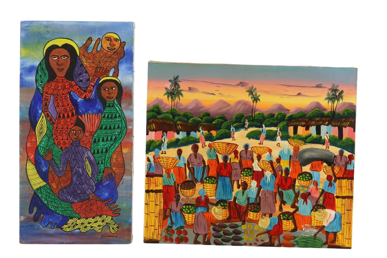 J Casseus and Tseblamo Haitian Paintings 2pc LOT (1 of 7)