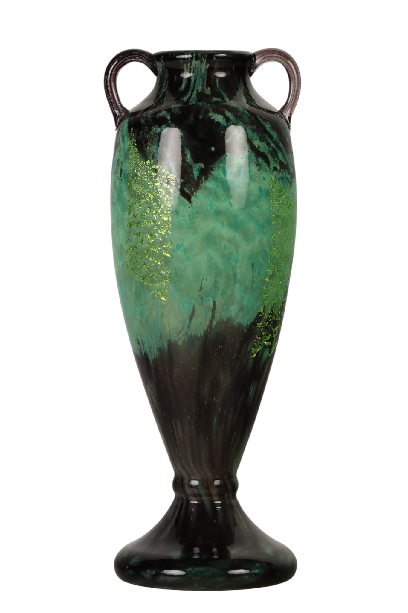 Daum Nancy French Glass Mottled Black Green Vase (1 of 6)