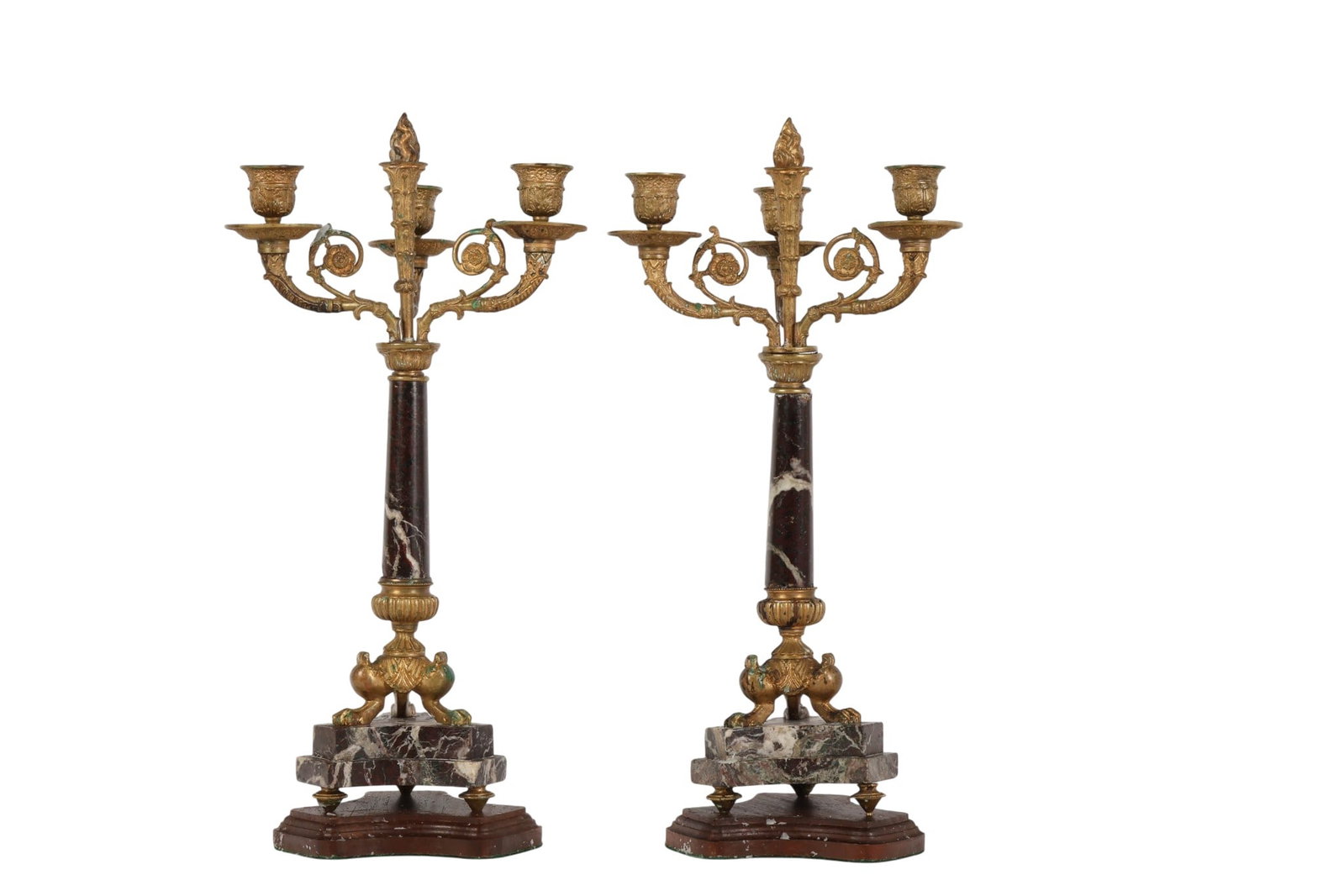 Antique Pair of French Bronze Three Arm Candelabra (1 of 13)
