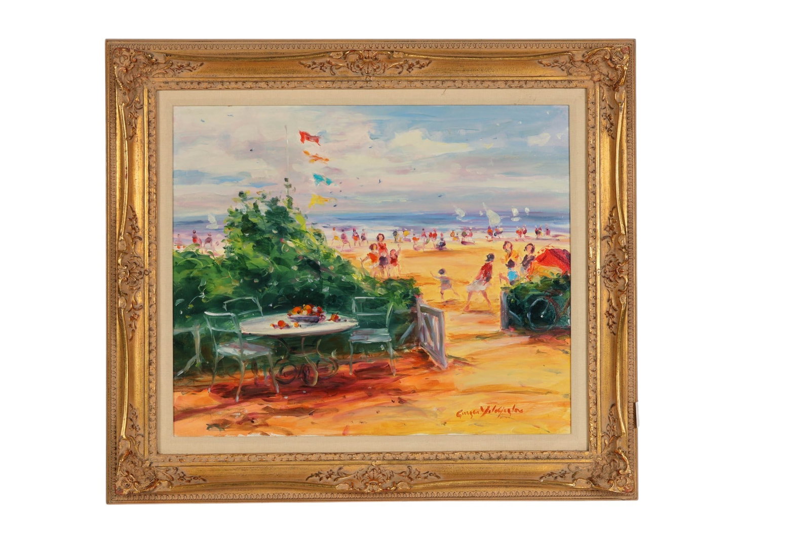 Georges Yoldjoglou b.1933 Garden on Beach Painting (1 of 6)