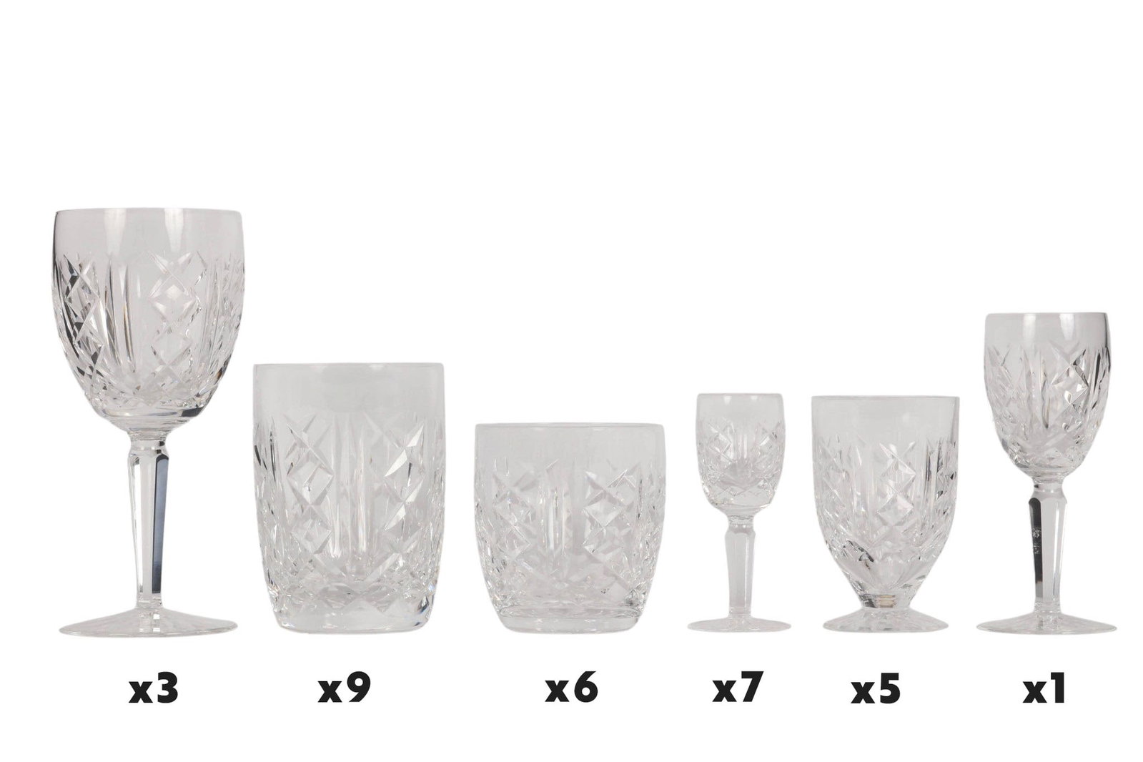 Waterford Clare Crystal Stemware Barware 31pc LOT (1 of 11)