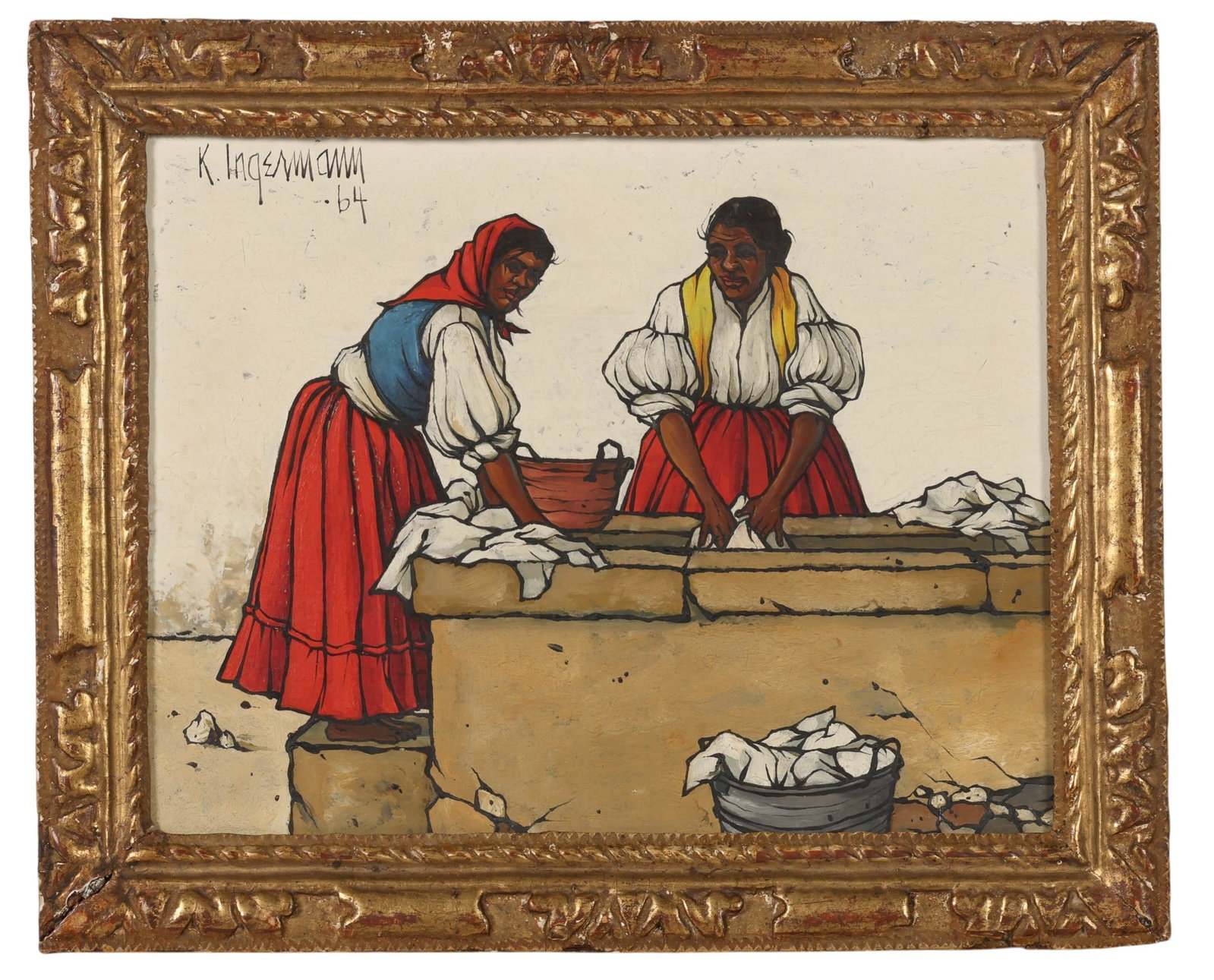 Keith Ingermann 1929-2012 Washing Woman Painting (1 of 6)