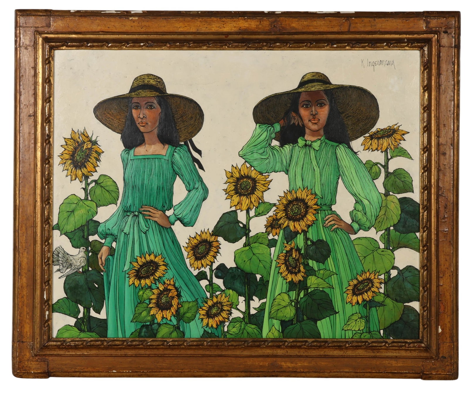 Keith Ingermann 1929-2012 Sunflower Girls Painting (1 of 7)