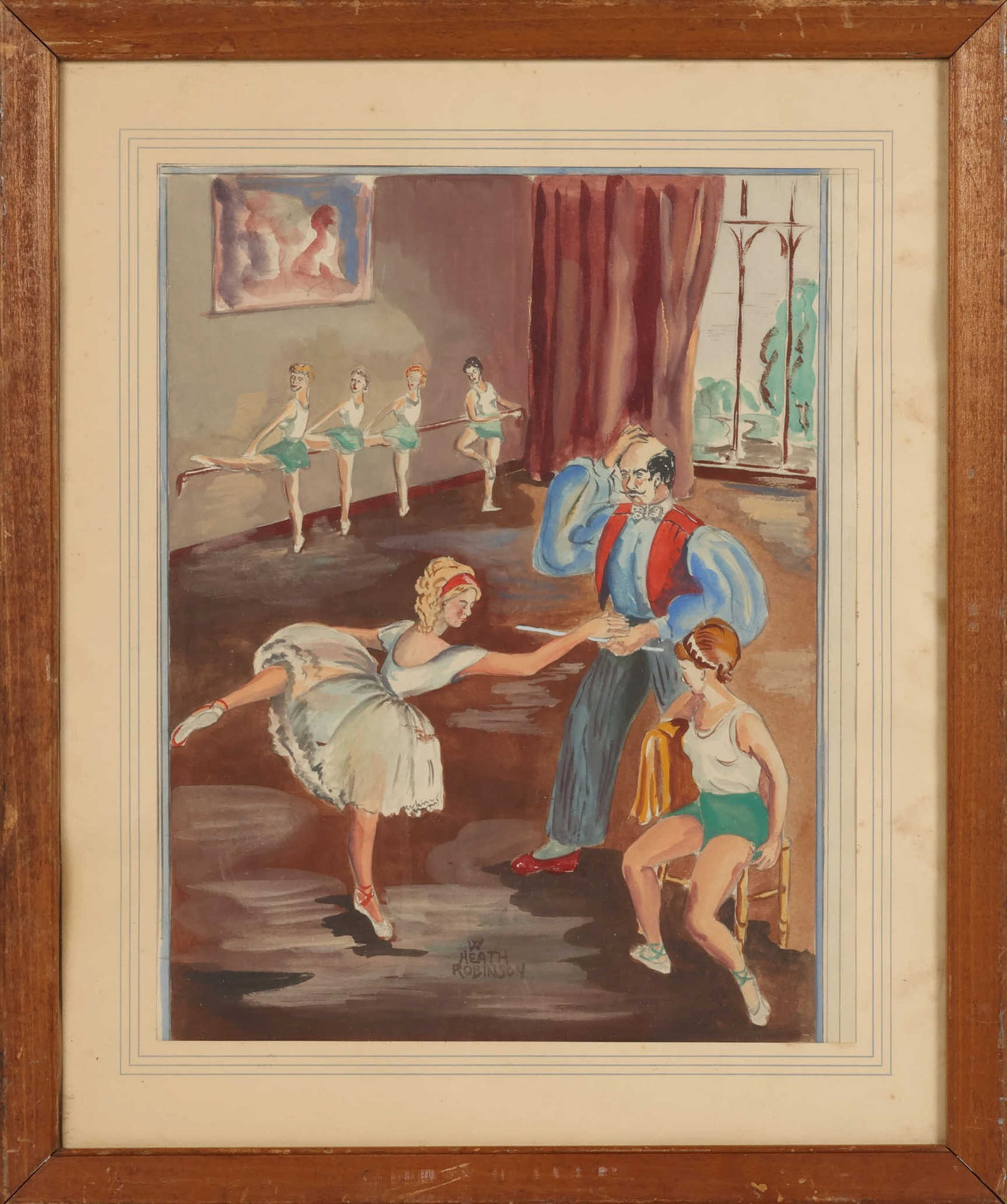 W. Heath Robinson 1872-1944 Ballerinas Watercolor (1 of 6)