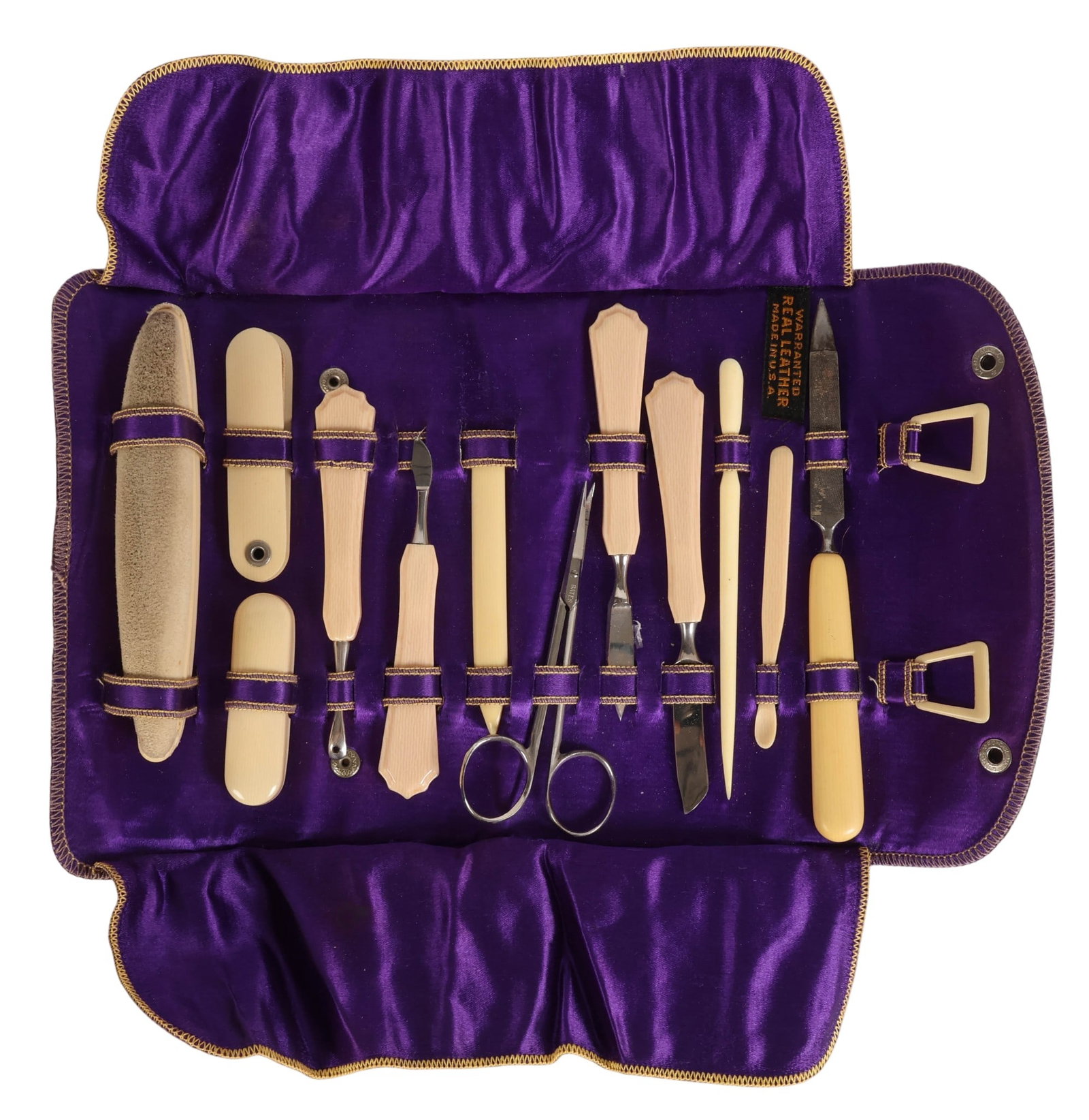 Celluloid Manicure Grooming Kit with Leather Case (1 of 7)