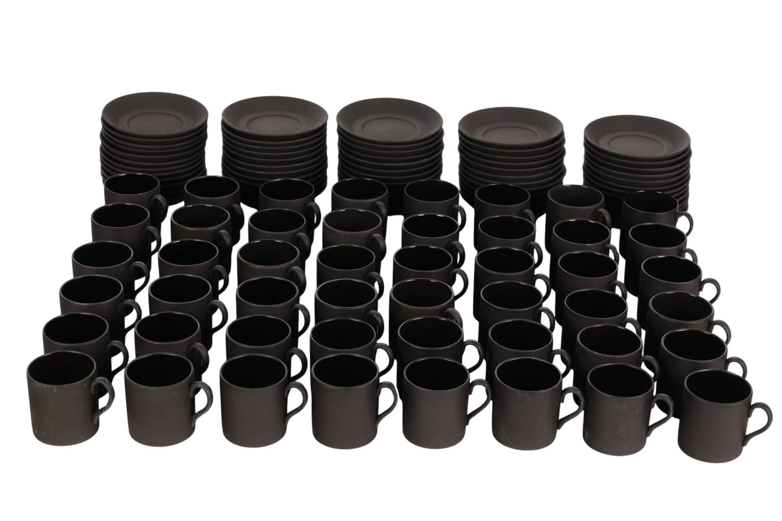 Wedgwood Black Basalt Demitasse Cup and Saucer SET (1 of 8)