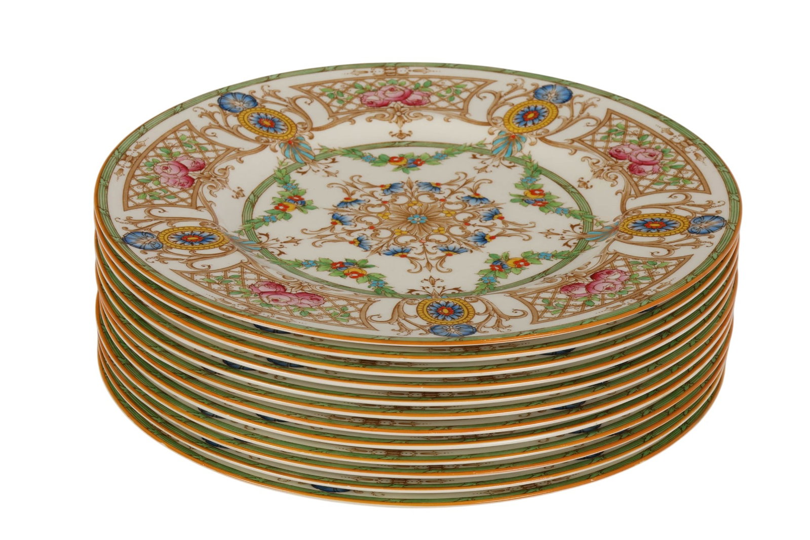 Royal Worcester Enameled Dinner Plates 12pc SET (1 of 6)