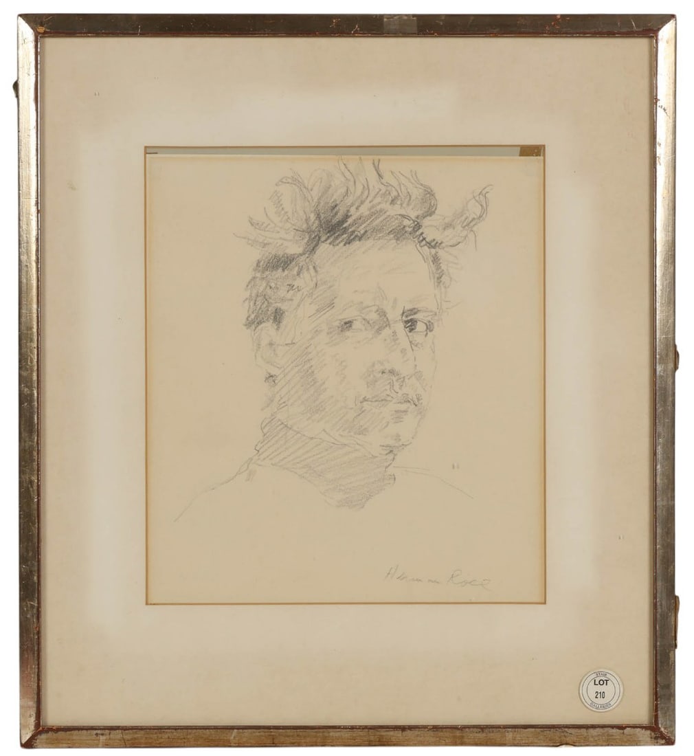 Herman Rose 1909-2007 Self Portrait Pencil Drawing (1 of 6)