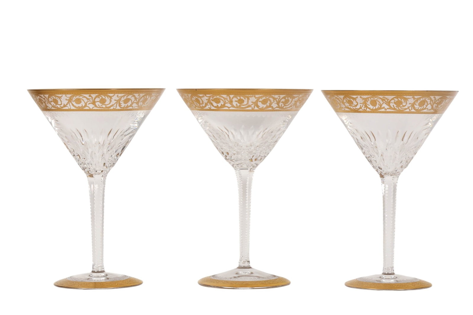 St Louis Crystal Thistle Martini Glasses 3pc SET (1 of 6)