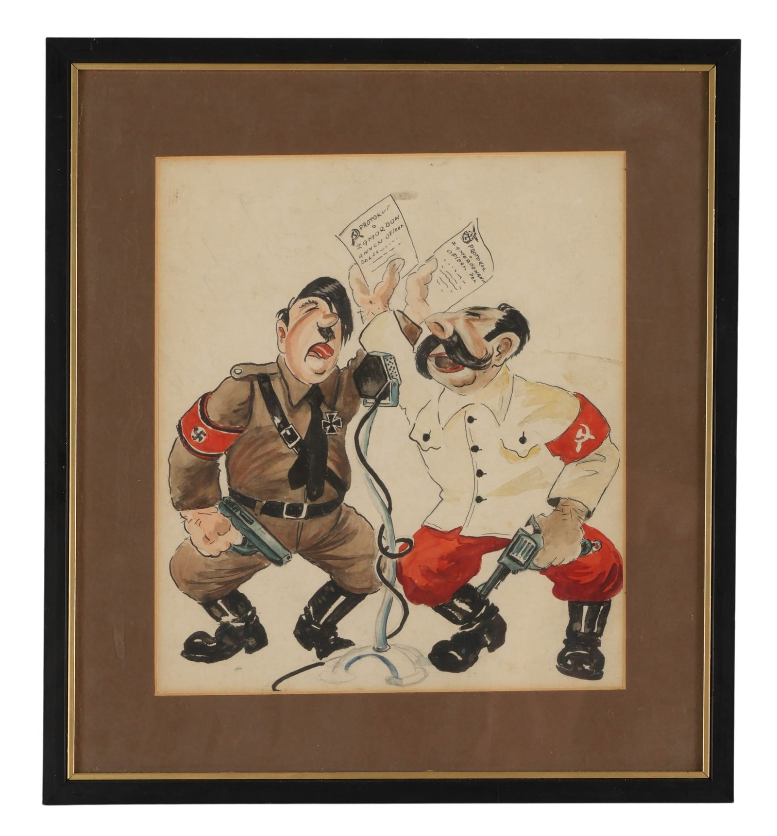 Hitler Stalin Political Satirical Cartoon Painting (1 of 6)