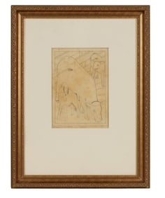 Jacques Schnier 1898-1988 Cow Corral Pencil Sketch