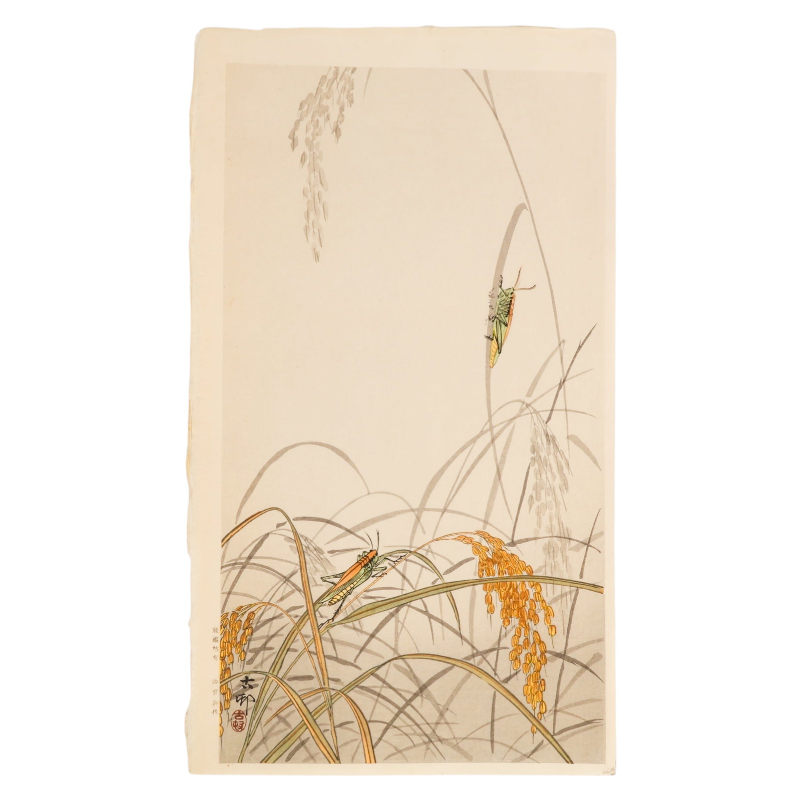 Ohara Koson 1877-1945 Grasshopper Woodblock Print (1 of 6)