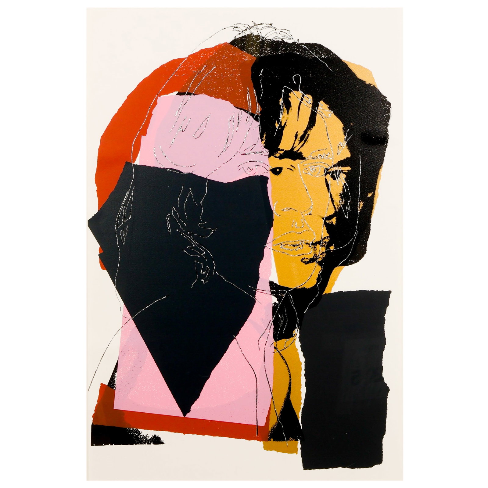 Mick Jagger F&S.II.139 Serigraph after Andy Warhol: After Andy Warhol (American, 1928-1987), Mick Jagger (F. & S. II.139), color screenprint on paper after the renowned 1975 Mick Jagger portfolio series. The composition depicts an expressive portrait o