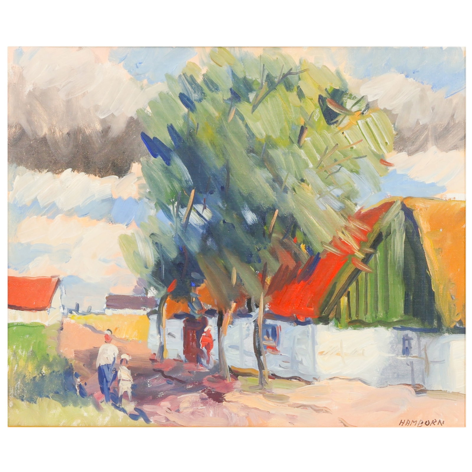 Axel H Hamborn 1892-1987 Village Scene Painting (1 of 8)