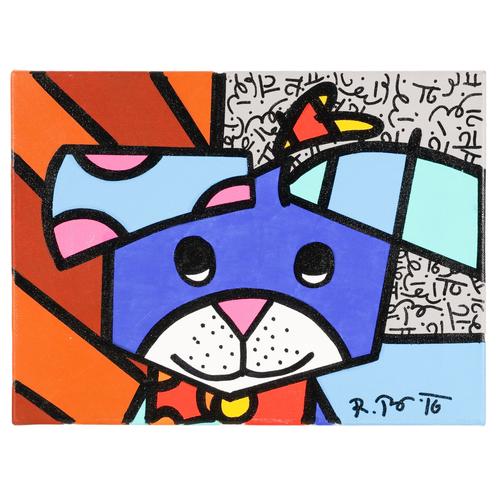Romero Britto b.1963 "Little Puppy" 2007 Painting (1 of 7)