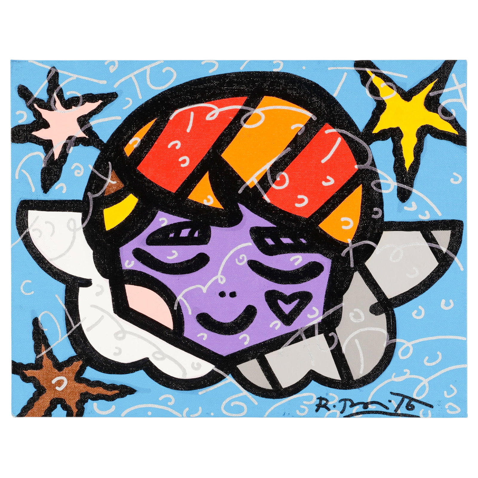 Romero Britto b.1963 Angel 2006 Neo Pop Painting (1 of 6)