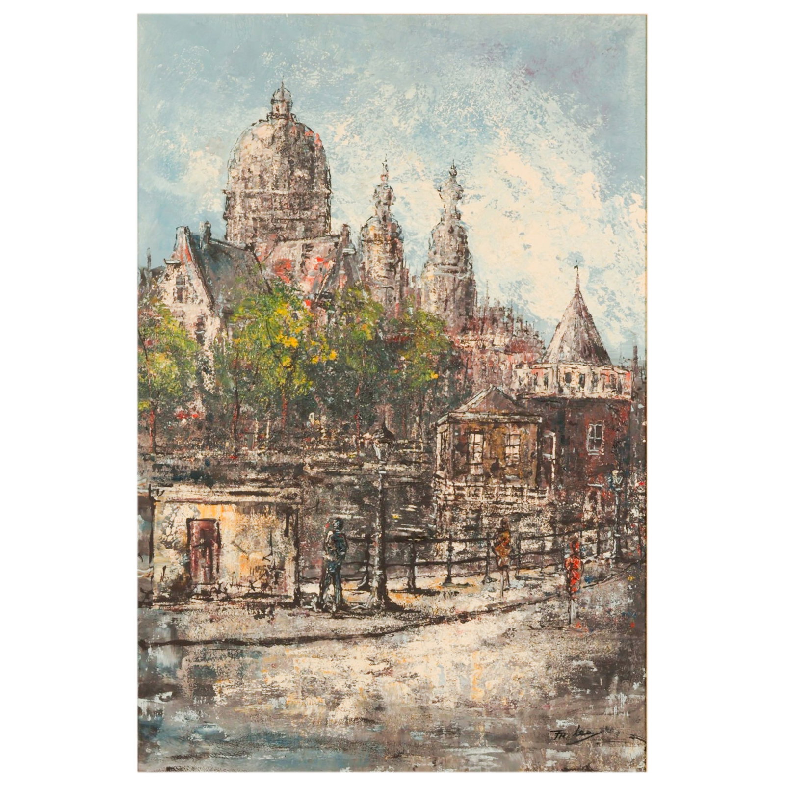 Leo 20C. European Style Street Scene Oil Painting (1 of 9)