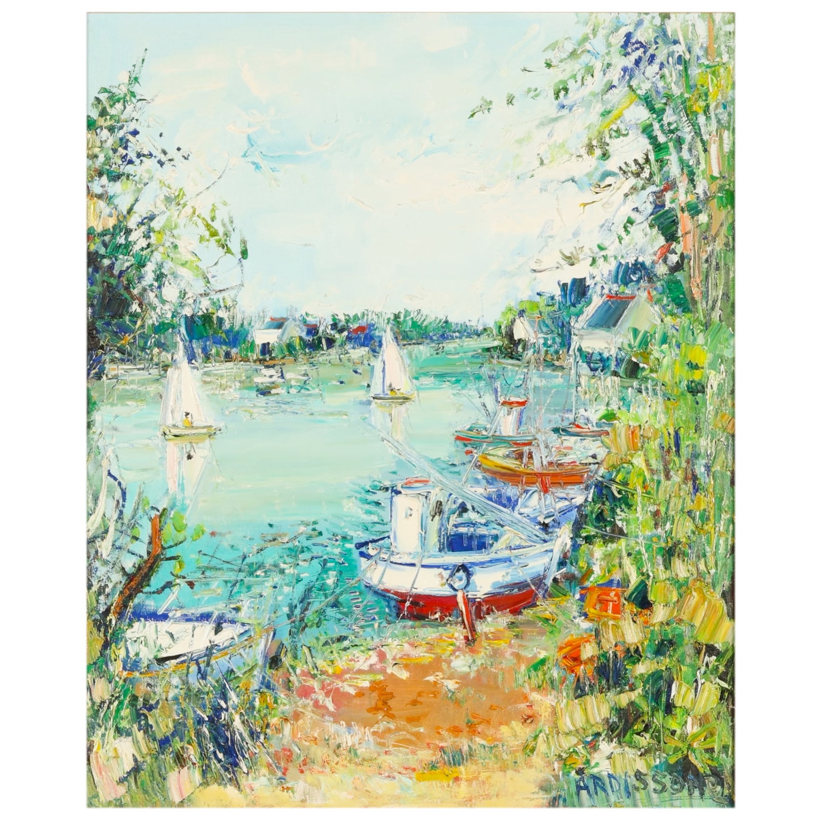 Yolande Ardissone 1927-2024 Harbor Scene Painting (1 of 7)
