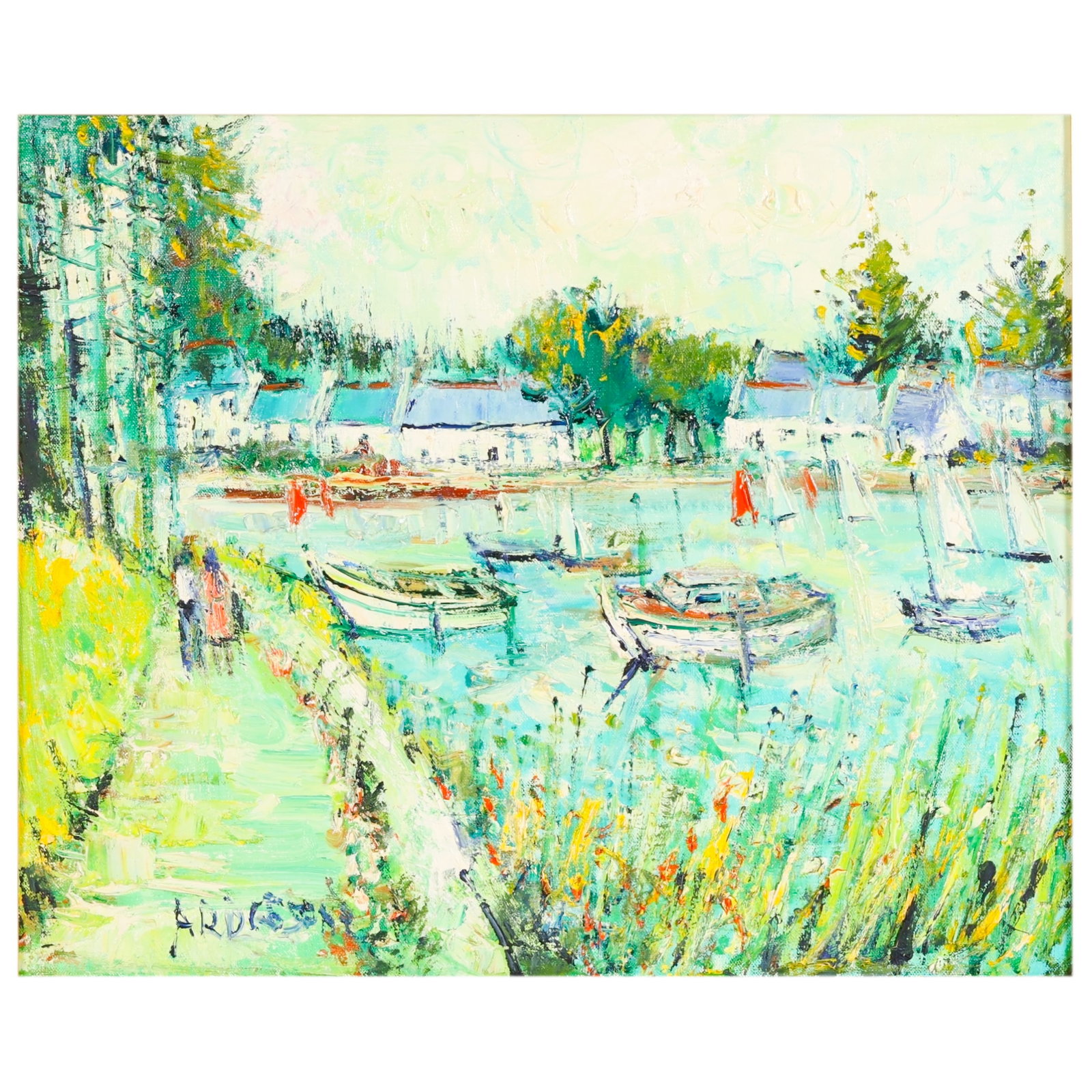 Yolande Ardissone 1927-2024 Harbor Scene Painting (1 of 7)