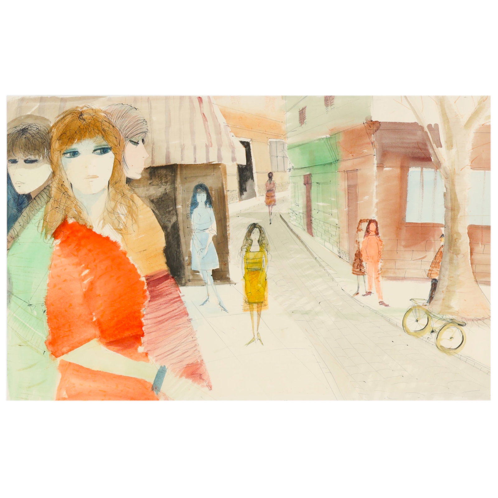 Charles Levier 1920-2003 Girls on Street Painting (1 of 8)
