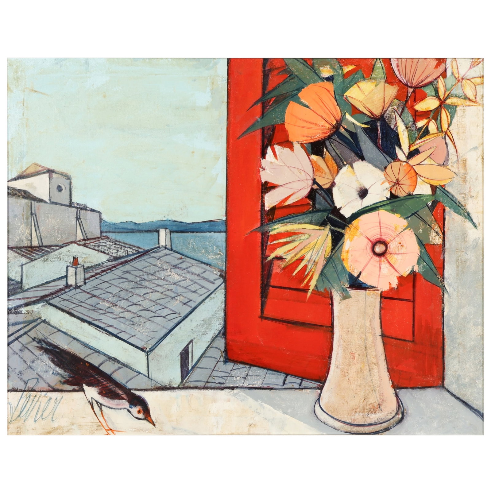 Charles Levier 1920-2003 The Red Shutter Painting (1 of 7)