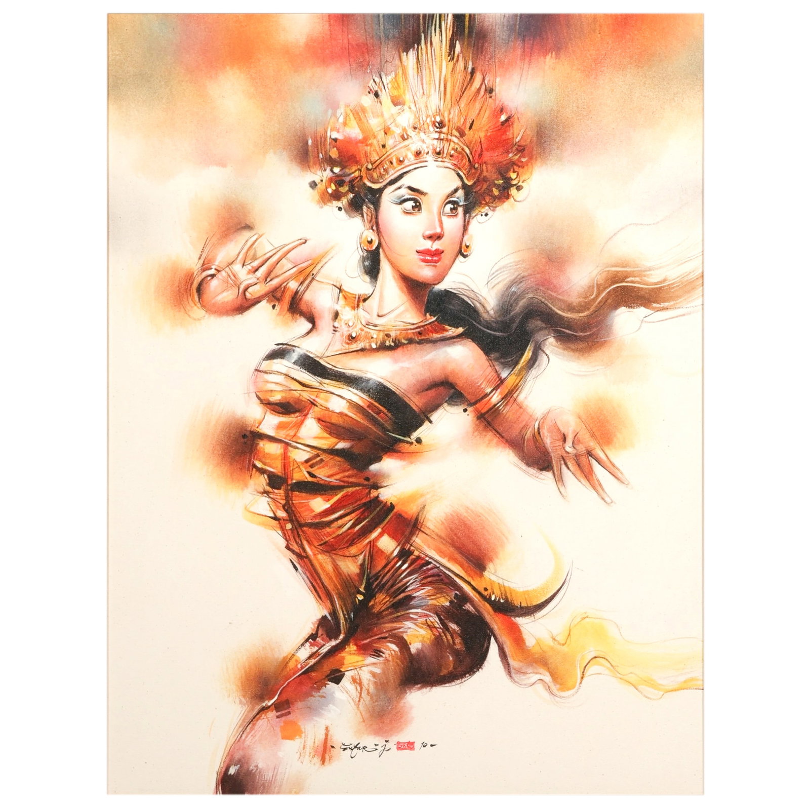 I Made Sutarjaya b.1978 Balinese Dancer Painting (1 of 9)