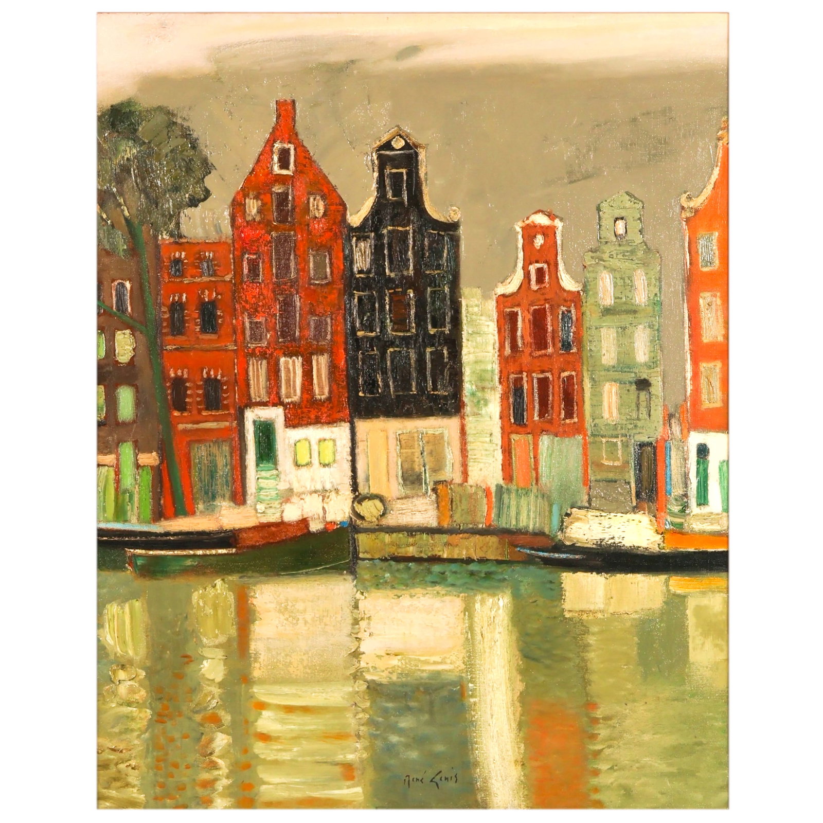 Rene Genis 1922-2004 Houses in Amsterdam Painting (1 of 8)