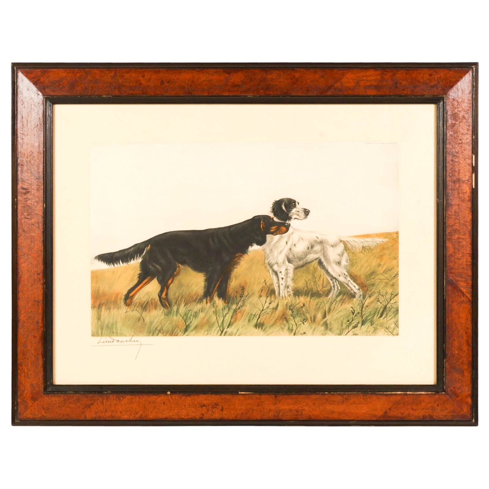 Leon Danchin 1887-1938 Two Pointers Etching SIGNED - 2