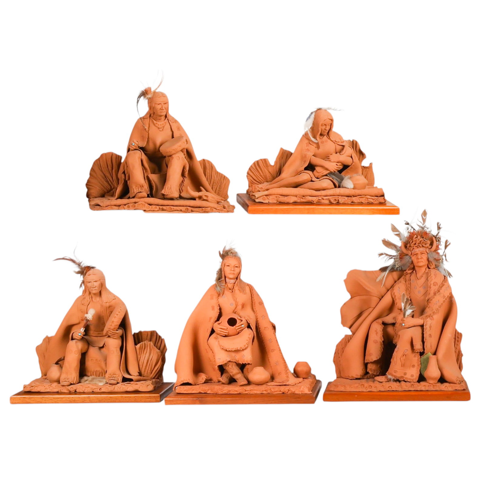 Bill Girard 1936-2020 Clay Indian Sculpture 5p LOT (1 of 8)
