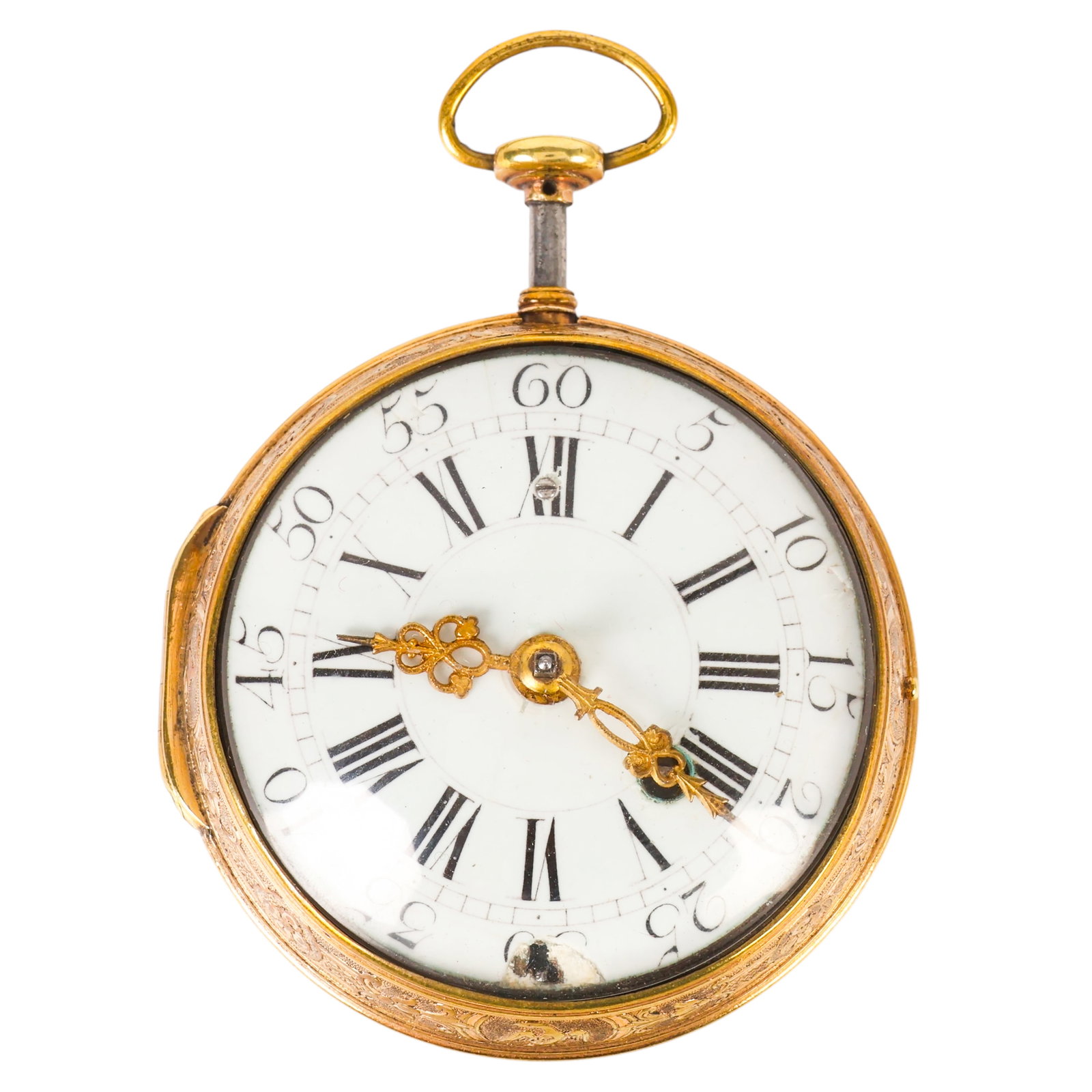 Pierre Rousseau 17th C. 1/4 Repeater Pocket Watch: Pierre Rousseau Paris 17th Century pump 1/4 pump bell repeater. Verge fusee mechanism with filigree balance cock. Runs Well. Measures 73mm x 53mm. Condition: Good overall condition with age related su
