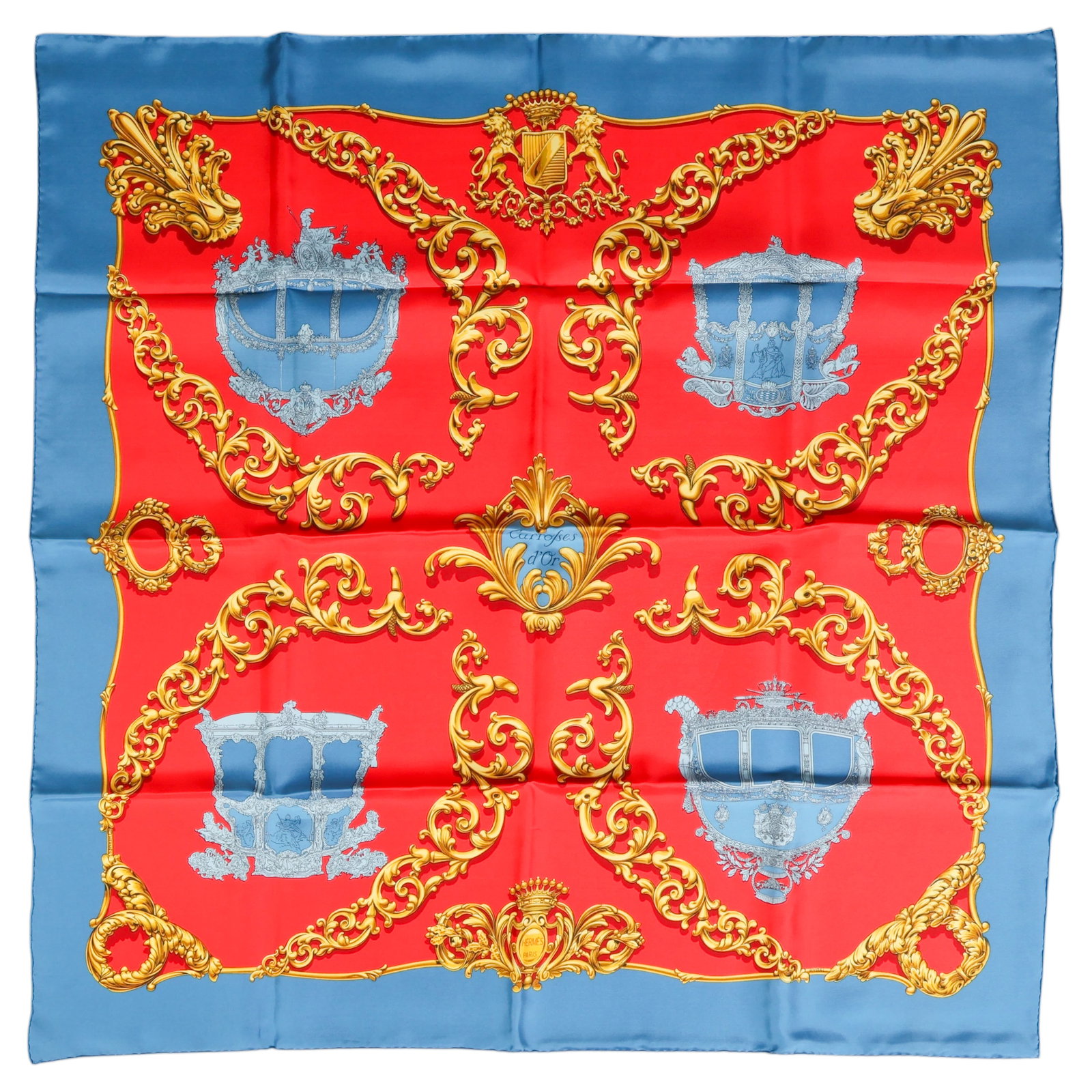 Hermes Paris "Carrosses d' Or" Silk Scarf with Box (1 of 7)