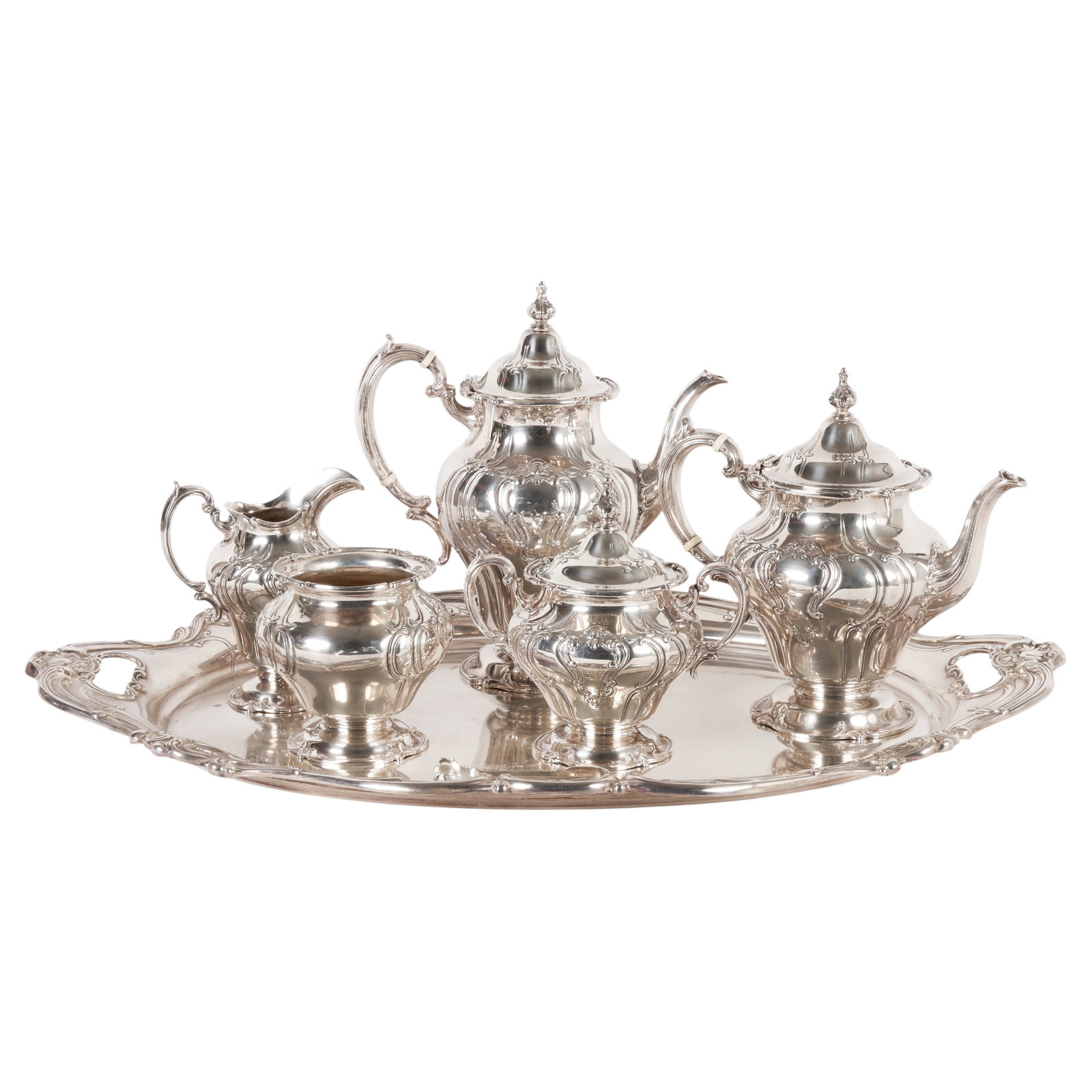 Sterling Silver Gorham Chantilly 7p Tea Set 6,500g (1 of 7)