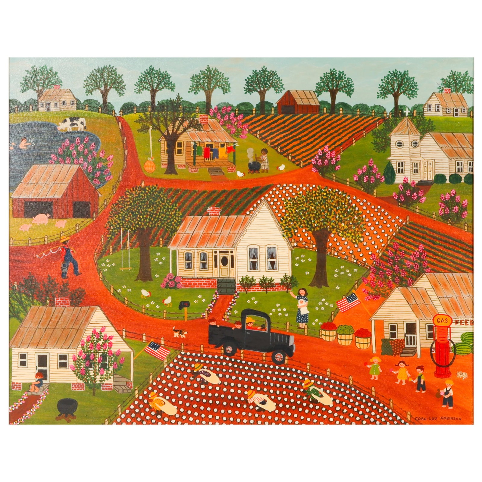 Cora Lou Robinson b.1935 Town Landscape Painting (1 of 7)