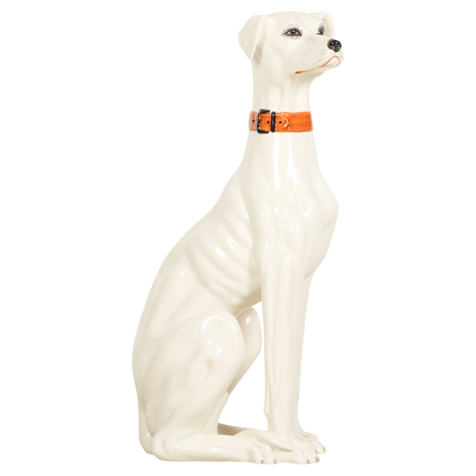 Italian Life Size Porcelain White Grey Hound Dog (1 of 6)