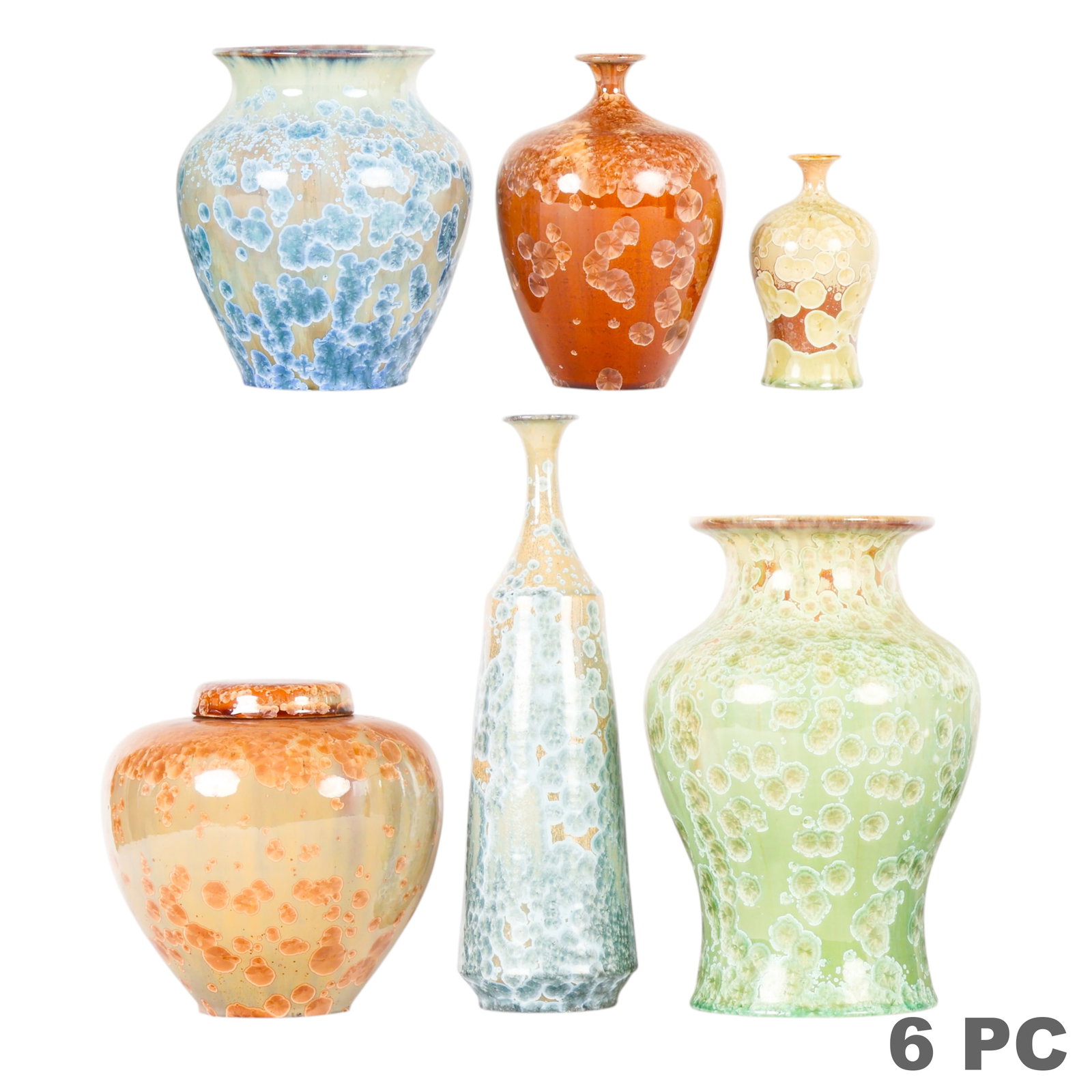 Len Lindsay b.1943 Crystalline Art Pottery 6pc LOT (1 of 7)