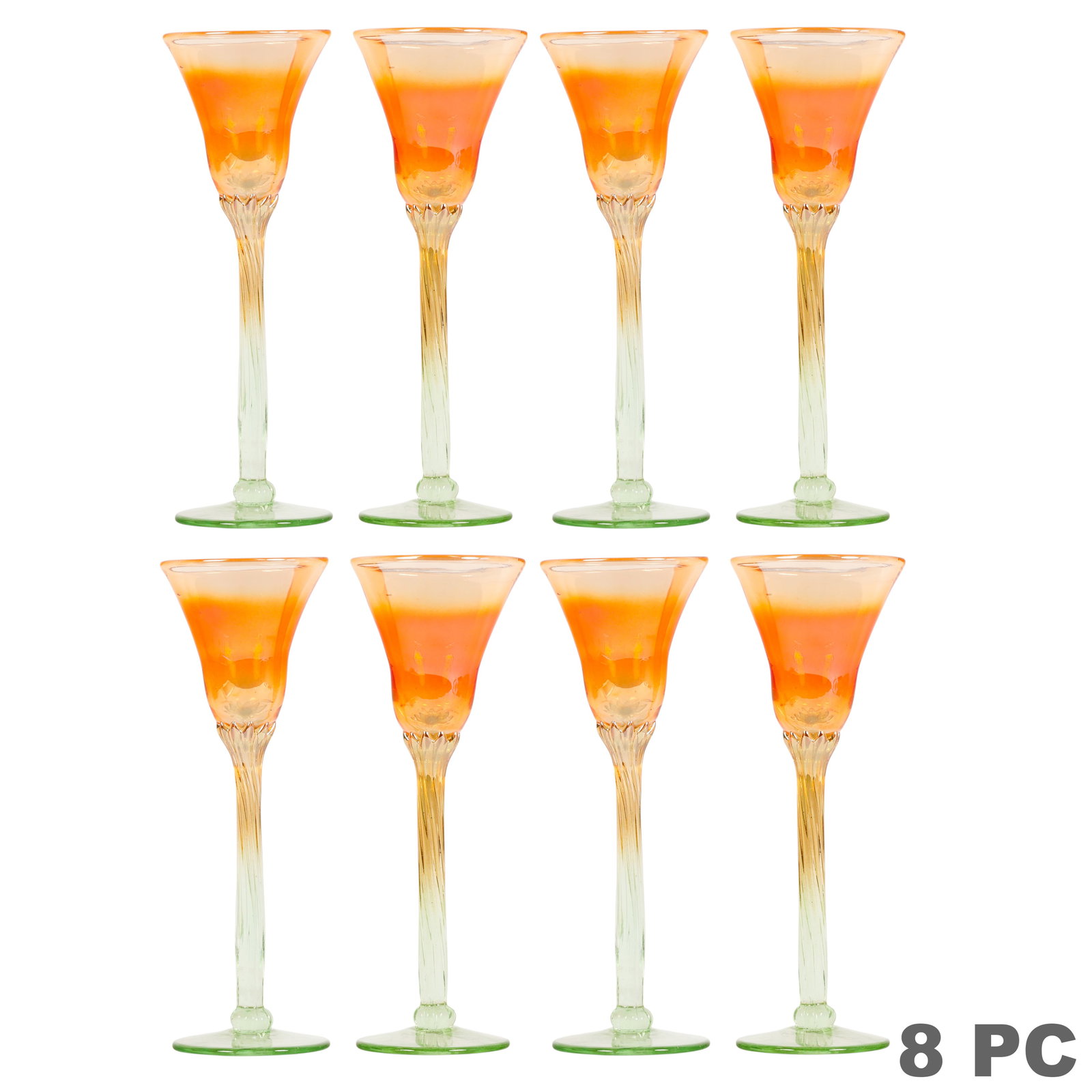 Rick Strini Studio Art Glass Tulip Goblets 8pc SET (1 of 7)