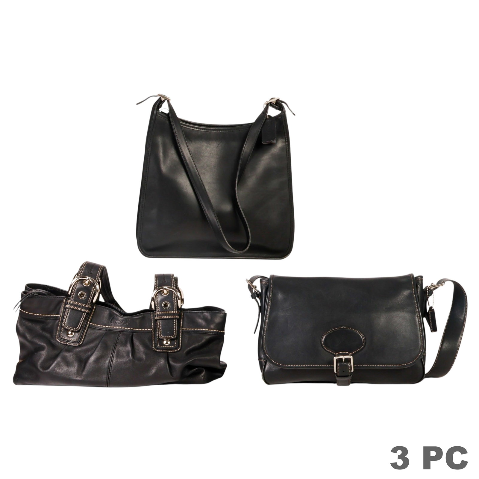 Vintage Coach Black Leather Shoulderbag Purse LOT (1 of 6)