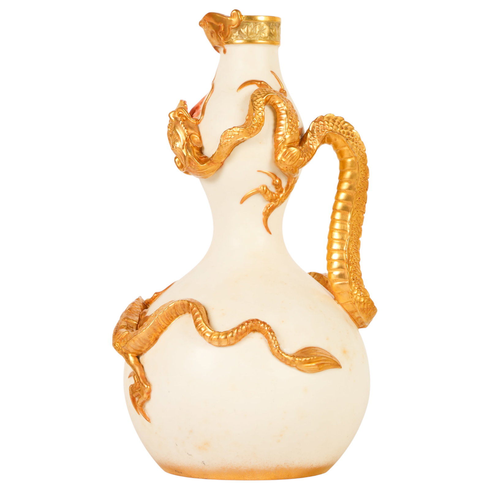 Royal Worcester English Porcelain Gilt Dragon Vase (1 of 6)