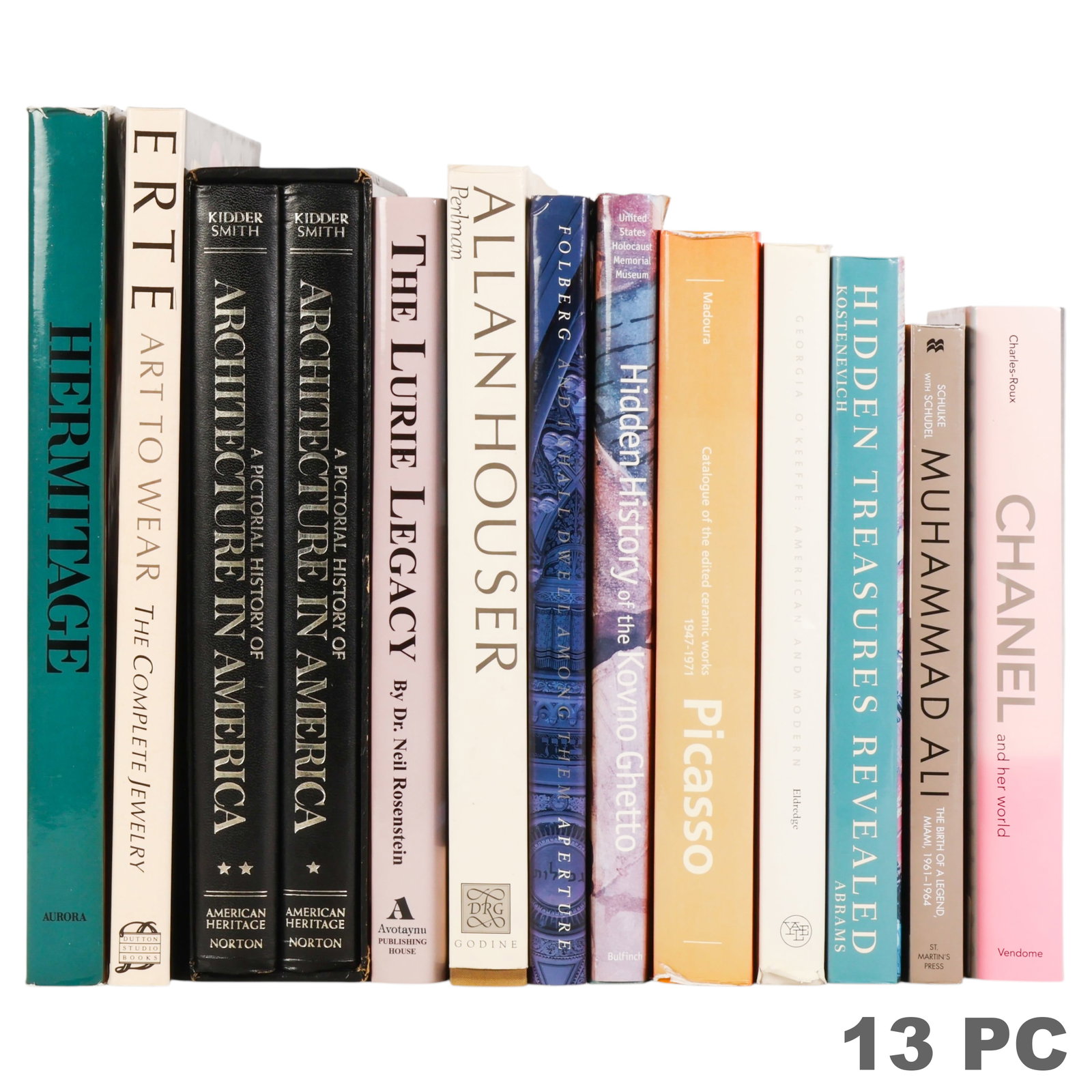 Art Fashion History & More Coffee Table Books 13pc: Collection of thirteen art, fashion, architecture, and history coffee table books. Titles include Chanel and Her World by Edmonde Charles-Roux; Georgia O'Keeffe: American and Modern; the two-volume A 