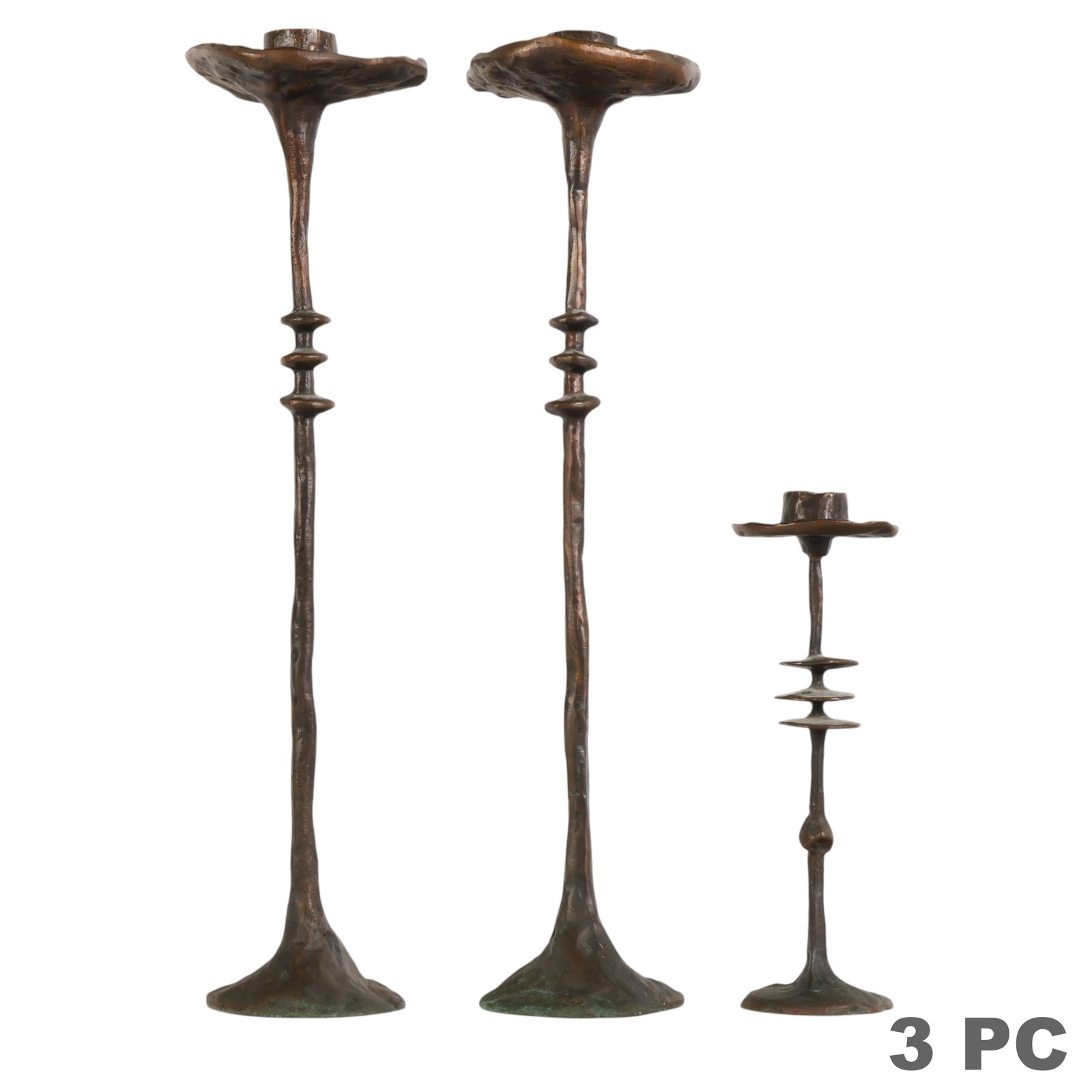 Carl-Ulrich Meyring Bronze Candlesticks 3pc LOT (1 of 6)