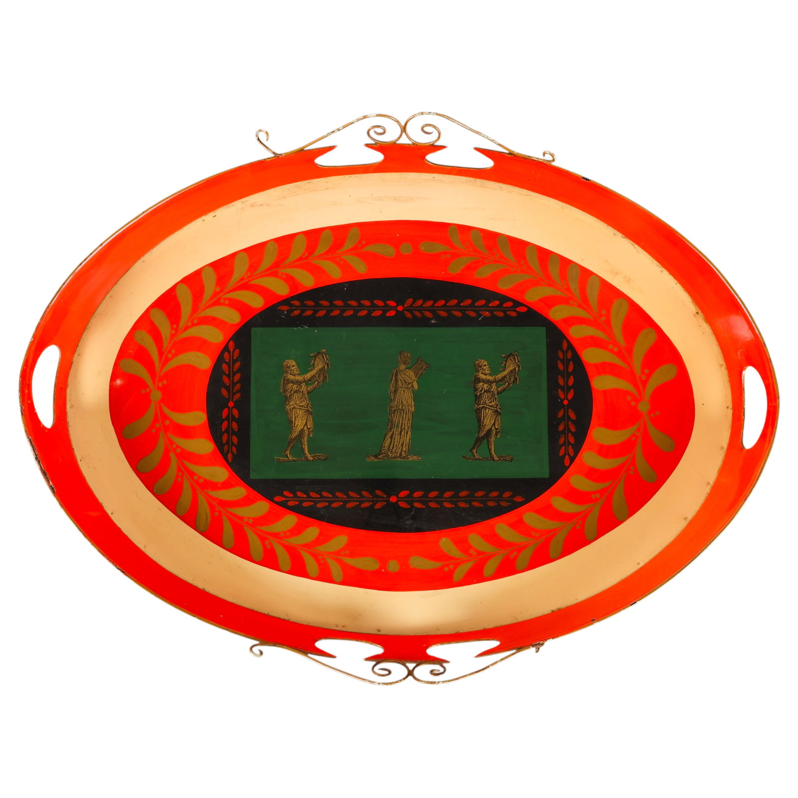 Neoclassical Italian Tole Handpainted Serving Tray (1 of 6)